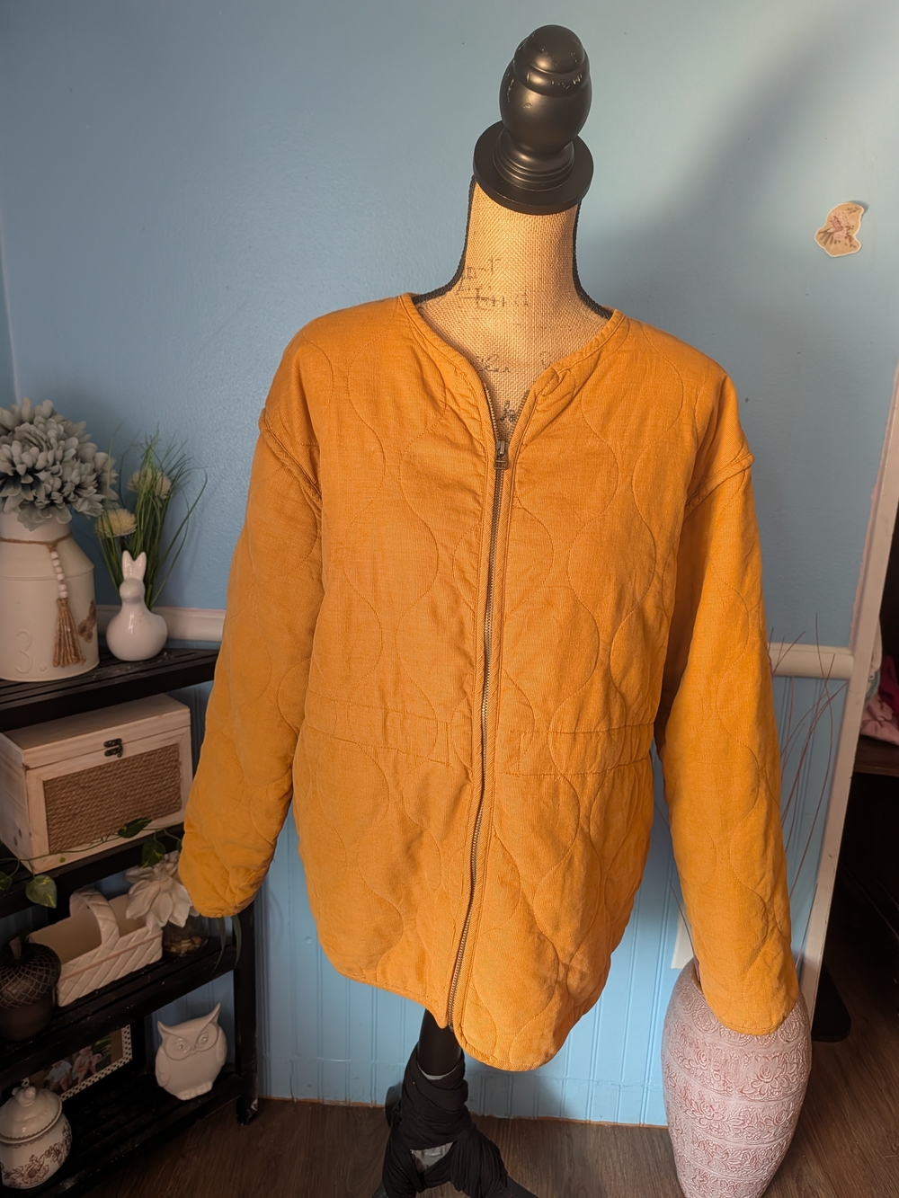 Universal Thread Quilted Zip-Front Jacket in Mustard